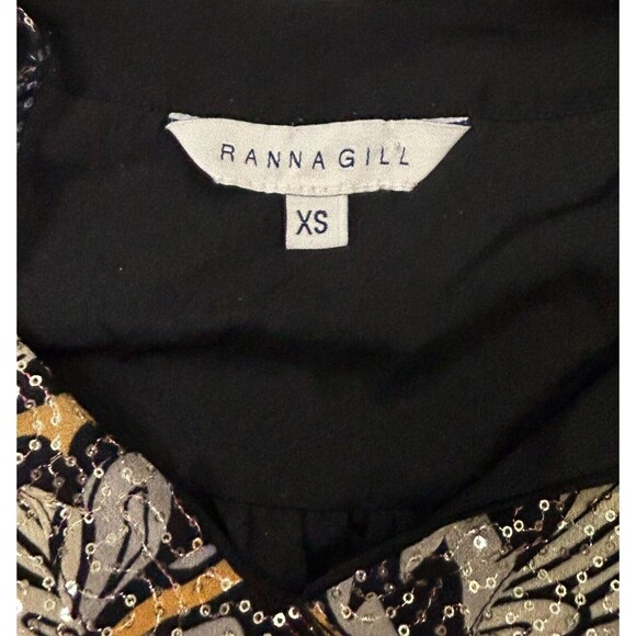 Anthropologie Ranna Gill Womens XS Blouse Top Shirt Dressy Boho Tie Neck Sequin‎ - Picture 12 of 14